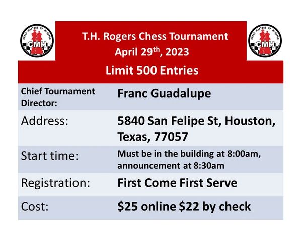 T.H. Rogers Chess Tournament hosted by Chess Masters of Houston